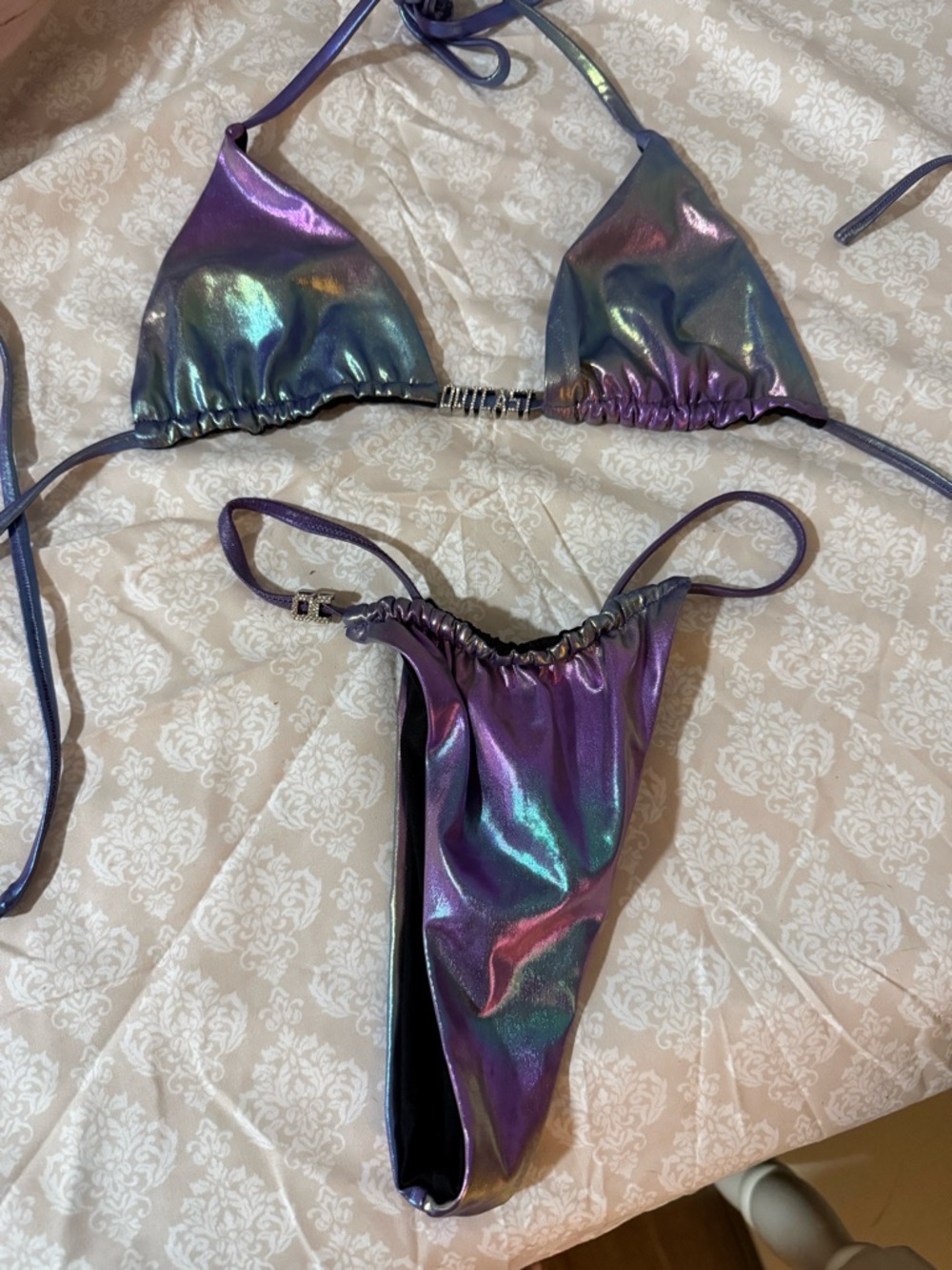 Outcast Iridescent Purple-Hued Women's Bikini Set xs bottom small top